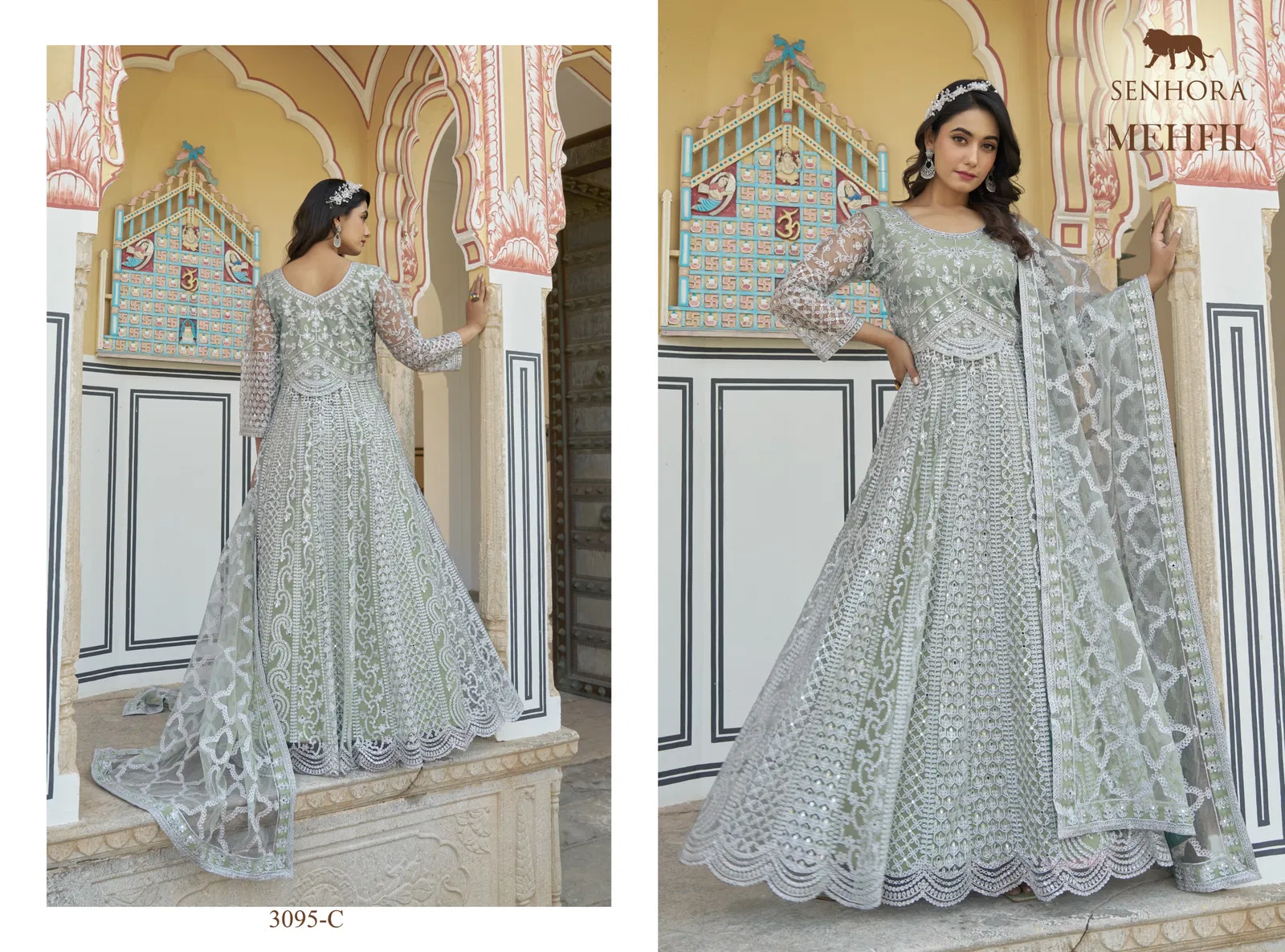 Mehfil By Senhora Pure Butterfly Net Top And Dupatta Suppliers In India